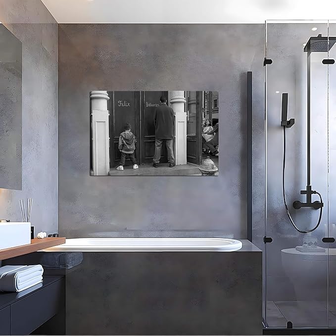 Funny Bathroom Wall Decor Black and White Wall Art - Classic Movie Posters Canvas Print, Vintage Funny Wall Art for Office Lounge Area Restroom Bathroom Decor 16x24 inch