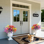 INQCMY Artificial Fake Petunias Flowers for Outdoors Spring Decoration, 12 Bundles Faux Plants UV Resistant Realistic Silk Flower for Outside Planters Patio Porch Yard Window Box (6 Mix Colors)