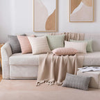 MIULEE Pack of 2 Corduroy Decorative Lumbar Throw Pillow Covers 22x14 Inch Soft Boho Striped Pillow Covers Modern Farmhouse Home Decor for Sofa Living Room Couch Bed Cream White