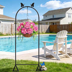 Artificial Hydrangea Flowers with Hanging Basket Planter for Spring Decoration, Fake Silk Flowers Outdoor Arrangements, Faux Hanging Plants for Garden Balcony Outside Decor (Fuchsia)