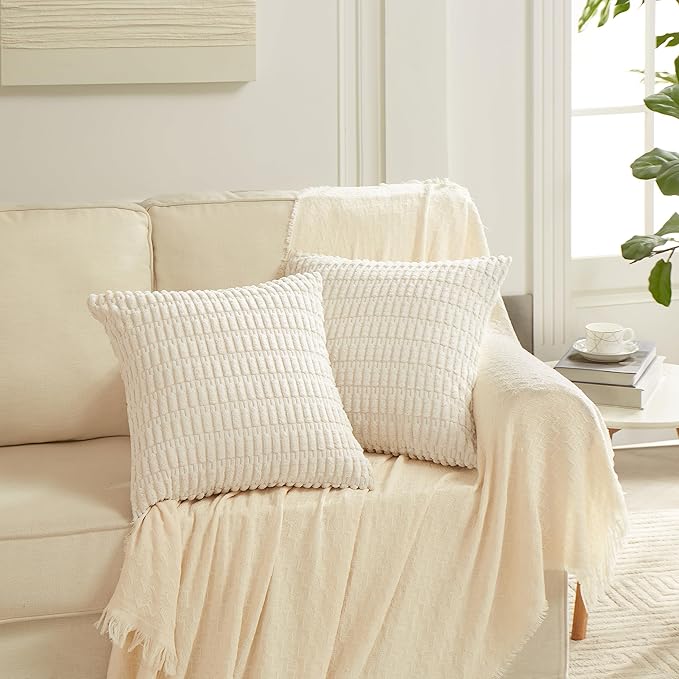 Fancy Homi 4 Packs Decorative Throw Pillow Covers for Living Room Couch Bed, Modern Farmhouse Boho Home Décor Accent Cushion Case, 16" x 16", Neutral