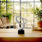 Dosker Knot Decor Mobius Stripe Statue,Modern Abstract Sculpture for Home Decor,Coffee Table Decor for Living Room,Office(Silver)