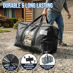 TAILI Extra Large Moving Bags, 8 Pack Black Heavy Duty Totes For Storage with Visible Window, Wrap Around Handles, Storage Bags for Space Saving, Alternative to Moving Boxes