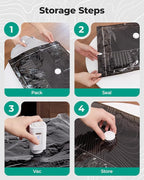 BAGSMART Travel Vacuum Seal Bags with Pump, Jumbo Vacuum Storage Bags for Clothes Blankets Comforters, Space Saver Bags for Travel, Compression Bags for Seasonal Storage-Graphite Ridge