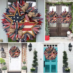 250th Anniversary Patriotic Wreath, 1776-2026 American Independence Day Wreath,16 in Red White Blue Front Door Wreath, Indoor Outdoor Home Decor for 4th of July, Memorial Day, Veterans Day (D)