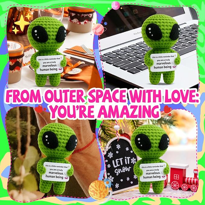 MAMAGIFTREE You are a Truly Marvelous Human Being Crochet Alien – Funny Handmade Gift for Friend, Coworker, Women, Men, Graduation Birthday