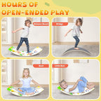 Balance Board for Kids Adult, 35inch Wobble Balance Board Balance Trainer With Anti-slip Felt Pads Animal Prints Suitable for Home Office, Teeter Popper Rocker Board Open Ended Toys
