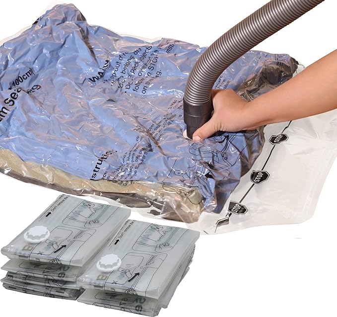 Simple Houseware Large Size Vacuum Storage Bags to Space Saver for Towel, Blanket, Clothes (21.5" x 33.5") - 7 Pack