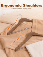 HOUSE DAY Walnut Wooden Hangers 20 Pack, Solid Wood Hanger with Non Slip Pant Bar, Heavy Duty Wooden Coat Hanger for Closet, Smooth Finish Wood Clothes Hangers for Shirts, Suits, Jackets, Dress