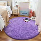 OLANLY Purple Round Rugs for Bedroom - Machine Washable, 5 ft Circle Area Rugs for Living Room, Soft and Fluffy Shaggy Carpet for Teen Girls and Boys, Nursery Rooms, Dorms, Home Decor Aesthetic