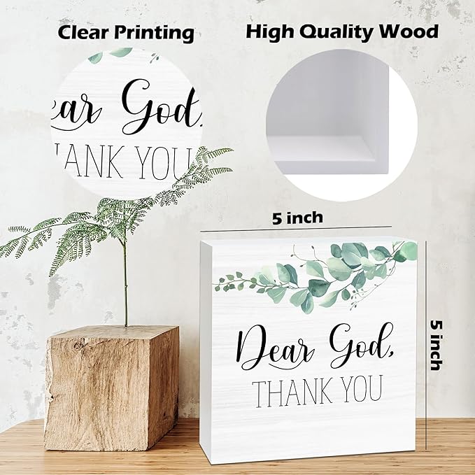 Farmhouse Decor, Christian God Home Decorations, Aesthetic Entry Way Table Shelf Wood Box Decor, Living Room Table Accessories, Boho Office Decorations For Work (05)