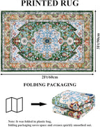 U'Artlines Washable Boho Area Rug, 2x3 Small Soft Non Slip Vintage Doormat for Indoor Front Door Green Mat Carpet for Entryway Kitchen Bathroom Bedroom