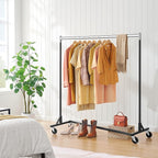 Hoctieon Z Rack, Rolling Clothes Racks with Z-Base, Heavy Duty Garment Rack, Clothing Racks for Hanging Clothes, Sturdy Metal Hanging Holder, Clothes Organizer Rack, Chrome