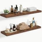 Vivelove 10 Inch Deep Floating Shelves 30 inch Long, 30 x 10 Wide Wall Shelves with Invisible Brackets, for Bedroom Bathroom Living Room Kitchen Office, Farmhouse Home Decor, Set of 2, Rustic Brown