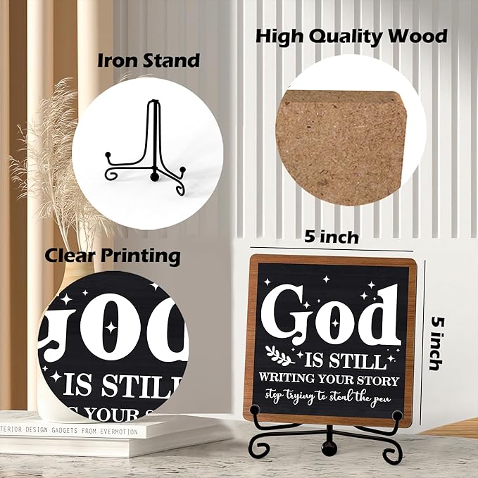 Home Decor, Farmhouse Shelf Decor For Living Room, Boho Aesthetic Table Decorations, Christian Gifts For Women Men, Entryway Tv Stand Fireplace Mantle Coffee Table Decoration (story-02)
