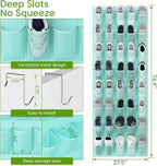 Unjumbly Over the Door Shoe Organizer with 40 Large Breathable Mesh Pockets, Space Saving Shoe Holder, Hanging Shoe Rack for Entryway Bedroom Closet Storage (Mint Blue, 40 Pockets)