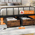 Under Bed Storage with Wheels, Wooden Under Bed Drawers On Wheels, Rolling Under Bed Shoe Storage, Space Saving, Rustic Brown,90L