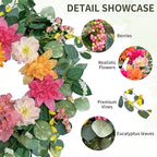 Spring Wreaths for Front Door 24 Inch,Outdoor Front Door Wreath with Florals Peony & Rose, Artificial Spring Summer Wreath for Porch Garden Wall Window Farmhouse Indoor Outdoor Home Decor