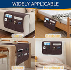 Remote Control Holder for Armchair, Couch Caddy Organizer TV Remote Holder for Recliner Couch With 6 Pockets, Non-Slip Arm Chair Caddy Bedside Table Organizer for Magazine, Tablet, Phone, iPad (Brown)