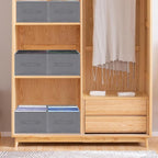 Jeans Organizer for Closet: Foldable Wardrobe Clothes Organizer with Handle, Stackable Closet Clothes Drawer Organizer Tshirts with 7 Grids for Leggings, Sweater, Jean, Pants, Grey (4 PACK)