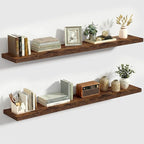 Vivelove 10 Inch Deep Floating Shelves 48 inch Long, 47.2 x 10 Wide Wall Shelves with Invisible Brackets, for Bedroom Bathroom Living Room Kitchen Office, Farmhouse Home Decor, Set of 2, Rustic Brown