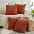 Fancy Homi 4 Packs Decorative Throw Pillow Covers for Living Room Couch Bed, Modern Farmhouse Boho Home Décor Accent Cushion Case, 14" x 14", Burnt Orange