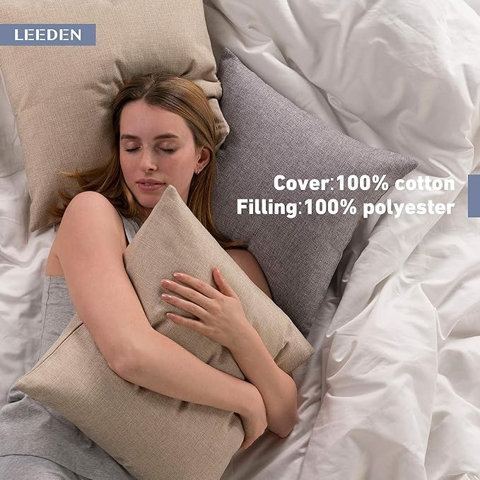 Leeden 16 x 16 Pillow Inserts (Set of 2) -Throw Pillow Inserts with 100% Cotton Cover - 16 Inch Square Decorative Pillows for Sofa, Couch, Bed and Home Decor