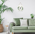 Monogram Letter P Wreaths for Front Door Wreath Wooden Welcome Sign for Front Door Decor Floral Family Last Name Initial House Warming Spring Summer Porch Rustic Wall Home Kitchen Boho Decorations