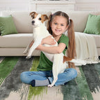 Ciicool Modern Abstract Rug for Living Room, 5'x7' Machine Washable Area Rug Non-Slip Rug, Low-Pile Contemporary Indoor Dining Floor Carpet for Bedroom Office Under Table Home Decor Green