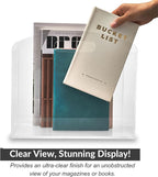 Magazine Rack - Clear Acrylic Magazine Holder, Acrylic Newspaper Stand Organizer with handles, Modern Lucite Magazine and Book Basket Box for Bathroom, Bedroom, Living Room and Office