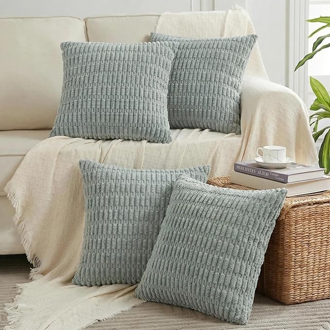 Fancy Homi 4 Packs Decorative Throw Pillow Covers for Living Room Couch Bed, Modern Farmhouse Boho Home Décor Accent Cushion Case, 26" x 26", Grey Blue
