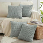 Fancy Homi 4 Packs Decorative Throw Pillow Covers for Living Room Couch Bed, Modern Farmhouse Boho Home Décor Accent Cushion Case, 24" x 24", Grey Blue