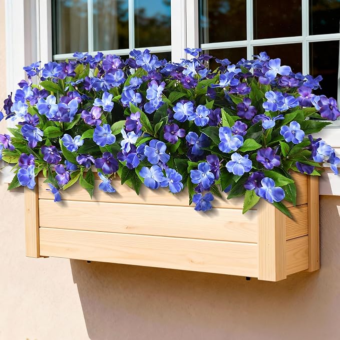 Artificial Fake Flowers for Outdoor, 6 Bundles UV Resistant Faux Plants Decoration Silk Flowers No Fade Plastic Flowers for Outside Planters Home Porch Patio Yard Garden Decor