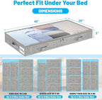 3 Inch Low Profile Under Bed Storage Drawer 4 Pack, Lightweight Underbed Clothes Storage Container Bins with NO STURCTURE, Shallow Storage Bag for Dorm & Home, With Clear Lids & Water-Resistant Fabric