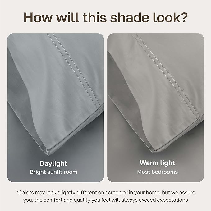 California Design Den Luxury Twin Sheet Set - 100% Cotton, 600 Thread Count Deep Pocket Twin Sheets, Soft Hotel-Quality Bedding with Sateen Weave - Light Grey
