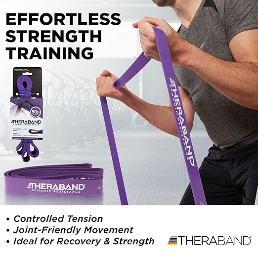 THERABAND High Resistance Band, Extra-Heavy Elastic Super Band for Full Body Workouts, Physical Therapy, Strength Training, Durable 41” Loop Exercise Band, 50 lbs Resistance