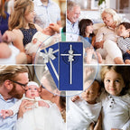 Tryuunion Baby Wall Cross Baptism Gifts for Boys, 7-inch Silver Blessing Boy Baptism Crosses for First Holy Communion Christening and Dedication Baptismal Gifts from Godparents