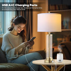 QiMH Lamps for Bedrooms Set of 2, Touch Control Table Lamps with USB A+C Ports, 3-Way Dimmable Bedside Lamp with Fabric Lampshade, Modern Nightstand Lamp for Living Room Bedroom (LED Bulbs Included)