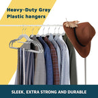 Lifemaster Plastic Clothes Hanger Set - 80 Pieces Versatile, Lightweight, Space-Saving, Non-Slip, Slim Designed, Dry and Wet Clothes Hanger Set with 360° Swivel Hook and Rubber Coating - Gray