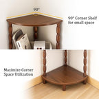 MaxSmeo Corner Shelf, 5-Tier Corner Bookshelf for Small Spaces, Vintage Corner Storage Display Shelves for Bedroom, Bathroom, Kitchen, Living Room (Walnut Brown)
