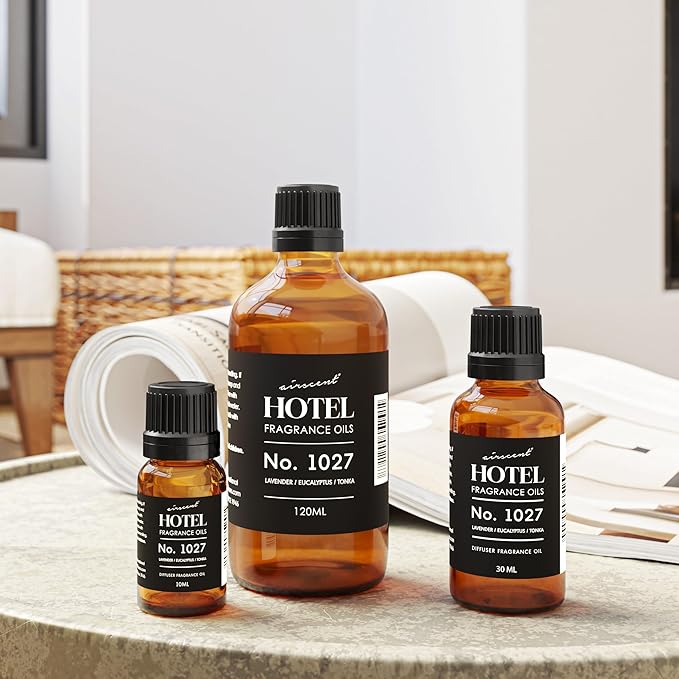 AirScent Hotel Diffuser Oil No. 1027 Inspired by The Zen Hotel Scent - Premium Fragrance Oil for Ultrasonic and Waterless Diffusers and Crafting - 10 mL, 0.34 fl oz Glass Bottle with Dropper