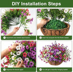 Artificial Faux Hanging Flowers Plants with Basket for Outdoor Spring Decoration, Fake Silk Daisy Outside Indoor UV Resistant Look Real Yard Patio Front Porch Garden Balcony Home Decor(Mix4)
