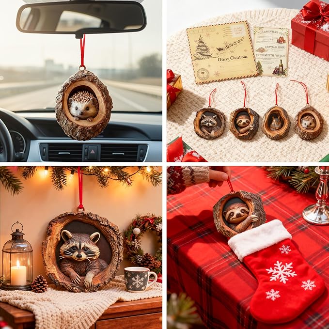 Forest Animal Christmas Ornaments, Valentines Day Gifts for Him Her Women, Funny Forest Animal Ornaments for Christmas Tree, 3D Ornaments Hanging Animal Lovers & Easter Basket Stuffers(Sloth)