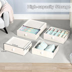 Underwear Organizer Drawer, 10 Cells Plastic Panties Drawer, Stackable Closet Organizer, Storage Box for Bras, Socks, Snacks, Beige