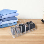 Sparkle Race Acrylic Belt Organizer for Closet Drawer, Clear Belt Rack Storage, 2pcs Belt Holder Display Case with 3 Compartments, Men Women Home Desktop Belt Box for Ties, Watches, Jewelry