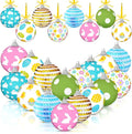 Zeyune 16 Pcs Easter Tree Ornaments for Small Tree Easter Egg Bunny Decorations Hanging Sequin Balls Ornaments for Home Seasonal Holiday Party