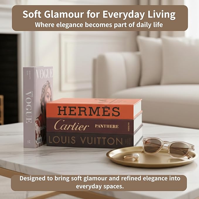 PROBENEX Glam Large | 4 PCS Faux Decorative Books for Home Decor | Not Real Books (Cardboard Boxes) | Coffee Table, Bookshelf & Shelf Styling Display Props for Living Room, Office