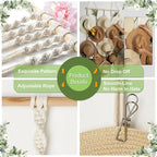 Macrame Hat Rack for Wall 31x53 in Hat Organizer with 15 Clips Hanging Hat Hanger Holder for Women Wide Brimmed Hat Storage for Fedora Boho Decorative Display