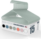 Neaties Plastic Hangers 15 Pack – Made in The USA – 6lb Capacity Standard Clothes Hangers with Strap Hooks for Dresses, Lingerie, Shirts, Pants, and Jackets – Mint