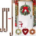 2-Pack Adjustable Wreath Hangers for Front Door Decor, 12.5-20" Heavy Duty Metal Over The Door Hooks (22 lbs) for Easter & Welcome Signs, Ultra-Thin Scratch-Free Holder for Tall & Storm Doors